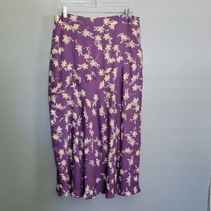 Liz Claiborne Floral Purple Lined Skirt - Size 10 Spring Office Easter